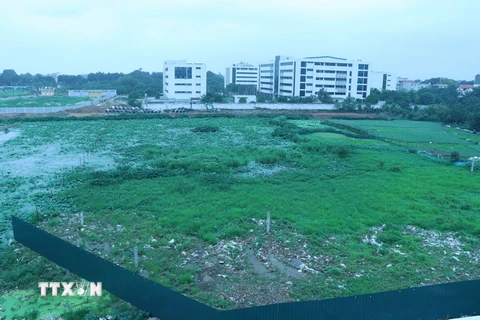 Khu đất nhà ở cho cán bộ cao cấp của Bộ Công an chưa được triển khai tại phường Xuân Đỉnh, Bắc Từ Liêm, Hà Nội. (Ảnh: Mỹ Duyên/TTXVN)