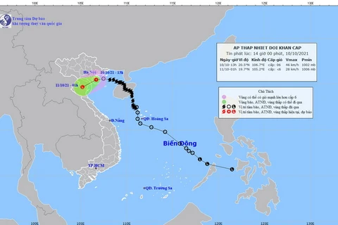 Sơ đồ đường đi của bão số 7. (Ảnh: Vũ Sinh/TTXVN)