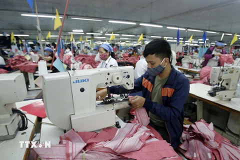 Sản xuất lao động tại công ty May Hưng Yên. (Ảnh: Phạm Kiên/TTXVN)
