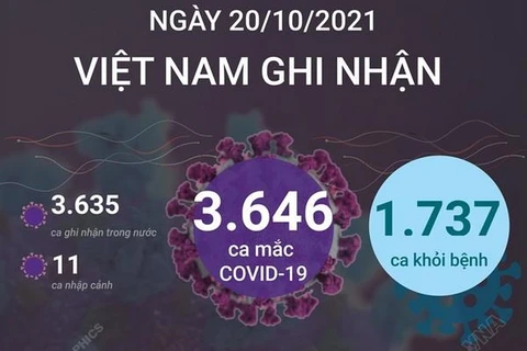 Ngày 20/10, Việt nam có 3.646 ca mắc COVID-19, 1.737 ca khỏi bệnh