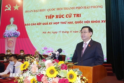 Chủ tịch Quốc hội Vương Đình Huệ phát biểu. (Ảnh: Doãn Tấn/TTXVN)