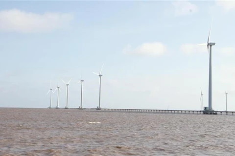 Một dự án điện gió tại thành phố Bạc Liêu. (Ảnh: Chanh Đa/TTXVN)