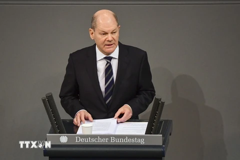 Tân Thủ tướng Đức Olaf Scholz phát biểu tại phiên họp quốc hội ở Berlin, Đức, ngày 15/12 vừa qua. (Ảnh: AFP/TTXVN)