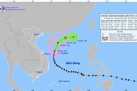 Hình ảnh vị trí và đường đi của bão số 9. (Nguồn: nchmf.gov.vn)
