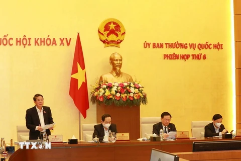 Phó Chủ tịch Quốc hội Nguyễn Đức Hải điều hành phiên họp. (Ảnh: Phương Hoa/TTXVN)