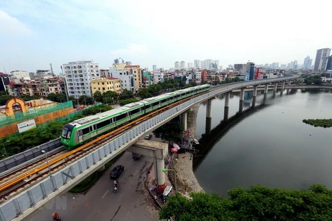 Tuyến đường sắt đô thị Cát Linh-Hà Đông đã được đưa vào khai thác, vận hành. (Ảnh: Huy Hùng/TTXVN)