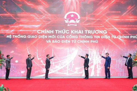 Nghi lễ chính thức khai trương Hệ thống giao diện mới của Cổng Thông tin điện tử Chính phủ và Báo Điện tử Chính phủ. (Nguồn: baochinhphu.vn)