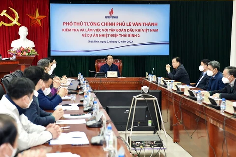 Phó Thủ tướng Lê Văn Thành làm việc với Tập đoàn Dầu khí quốc gia Việt Nam. (Nguồn: baochinhphu.vn)