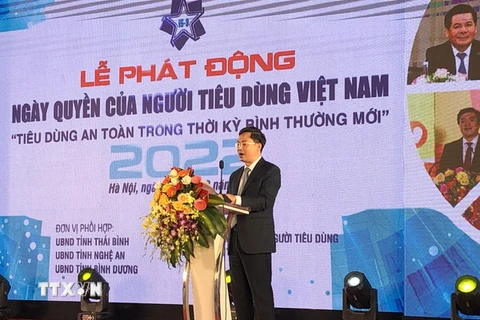 Phó Chủ tịch UBND thành phố Hà Nội Hà Minh Hải phát biểu tại Lễ phát động. (Ảnh: Phương Anh/TTXVN) 