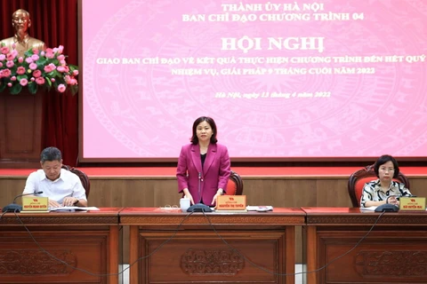 Phó Bí thư Thường trực Thành ủy Nguyễn Thị Tuyến phát biểu kết luận hội nghị. (Nguồn: hanoimoi.com.vn)