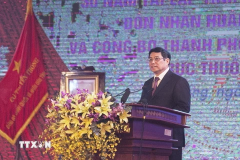 Thủ tướng Chính phủ Phạm Minh Chính phát biểu tại buổi lễ. (Ảnh: Hồng Đạt/TTXVN)