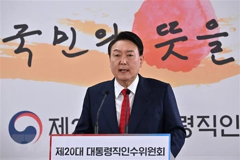 Tổng thống đắc cử Hàn Quốc Yoon Suk-yeol. (Ảnh: AFP/TTXVN)