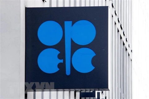 Biểu tượng của Tổ chức Các nước Xuất khẩu Dầu mỏ (OPEC) tại trụ sở ở Vienna, Áo. (Ảnh: AFP/TTXVN)
