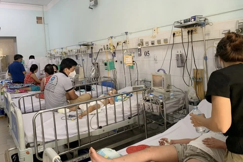 Nhiều bệnh nhi nhập viện do sốt xuất huyết tại Bệnh viện Nhi đồng 2, Thành phố Hồ Chí Minh. (Ảnh: Đinh Hằng/TTXVN)