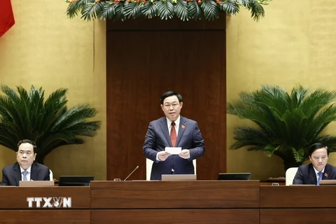 Chủ tịch Quốc hội Vương Đình Huệ phát biểu mở đầu phiên chất vấn. (Ảnh: Doãn Tấn/TTXVN)