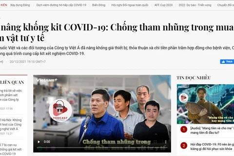 Báo VietnamPlus đang đẩy mạnh sản xuất nội dung podcast. (Ảnh chụp màn hình)