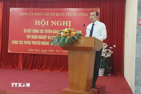 Ông Lê Hải Bình, Phó Ban Tuyên giáo Trung ương, phát biểu tại Hội nghị. (Ảnh: Trịnh Duy Hưng/TTXVN)