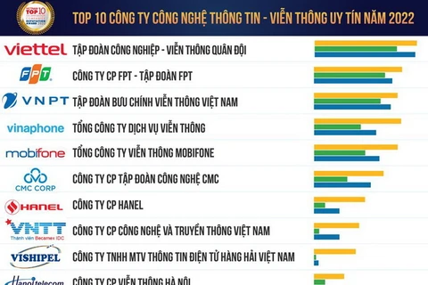 Top 10 Công ty công nghệ uy tín năm 2022. (Nguồn: Vietnam Report)