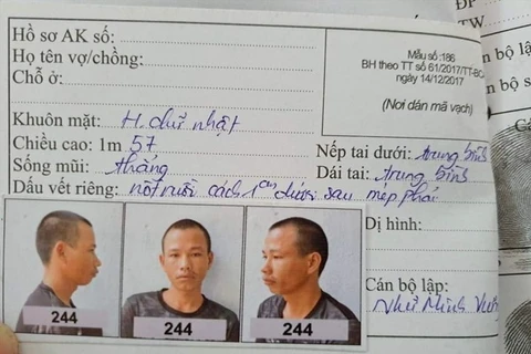 Đặc điểm nhận dạng phạm nhân Bùi Văn Út. (Nguồn: laodong.vn)