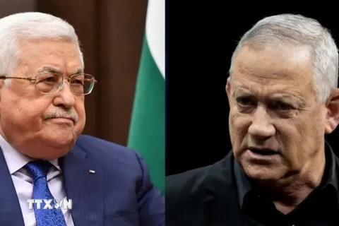 Tổng thống Palestine Mahmoud Abbas-trái và Bộ trưởng Quốc phòng Israel Benny Gantz-phải. (Ảnh: Reuters/TTXVN)