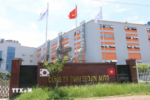 Công ty TNHH Seojin Auto, lô J5, Khu công nghiệp Đại Đồng, Hoàn Sơn, Phường Tân Hồng, Thị xã Từ Sơn, Tỉnh Bắc Ninh. (Ảnh: Thái Hùng/TTXVN)
