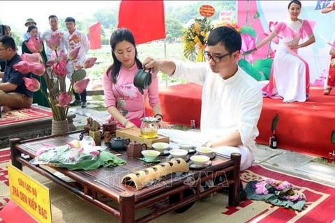 Trà sen Kiếp Bạc được giới thiệu tại Tuần Văn hóa-Du lịch mùa Thu Côn Sơn-Kiếp Bạc năm 2022. (Nguồn: consonkiepbac.org.vn)