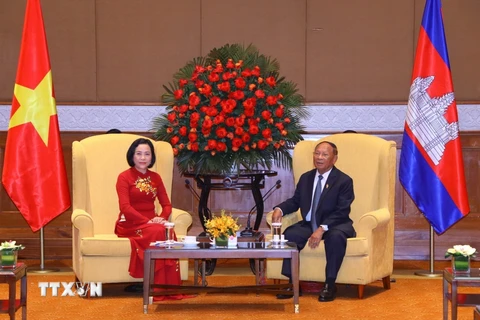 Chủ tịch QH Campuchia tiếp Chủ tịch Hội hữu nghị Việt Nam-Campuchia