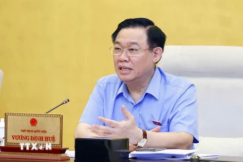 Chủ tịch Quốc hội Vương Đình Huệ phát biểu tại Phiên họp chuyên đề pháp luật tháng 9/2022 của Ủy ban Thường vụ Quốc hội. (Ảnh: Doãn Tấn/TTXVN)