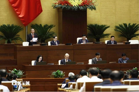 Phó Chủ tịch Quốc hội Nguyễn Đức Hải phát biểu điều hành phiên họp. (Ảnh: An Đăng/TTXVN)