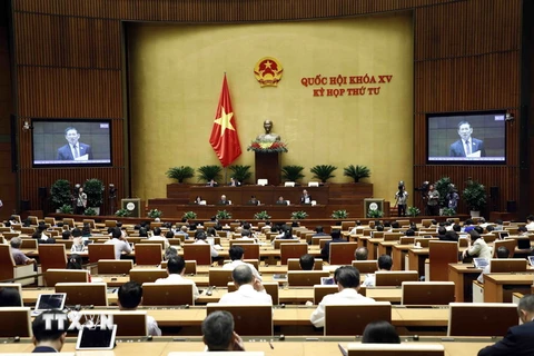Quang cảnh buổi thảo luận của Quốc hội về thí điểm cơ chế, chính sách đặc thù phát triển Thành phố Hồ Chí Minh (Ảnh: An Đăng /TTXVN)
