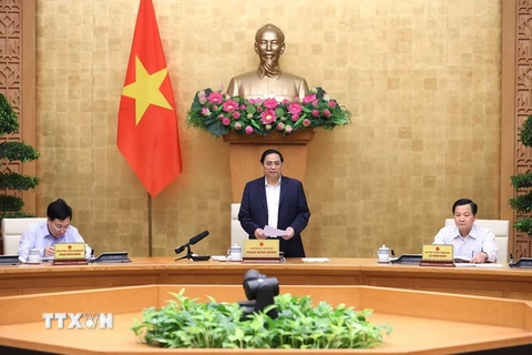 Thủ tướng Phạm Minh Chính chủ trì Phiên họp Chính phủ thường kỳ tháng 10. (Ảnh: Dương Giang/TTXVN)