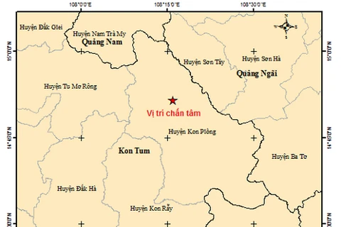 Một trận động đất xảy ra ở huyện Kon Plông, tỉnh Kon Tum ngày 6/11 vừa qua. (Nguồn: Trung tâm báo tin động đất và cảnh báo sóng thần)