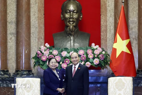 Chủ tịch nước Nguyễn Xuân Phúc tiếp Trưởng Ban Tổ chức TW Đảng Lào
