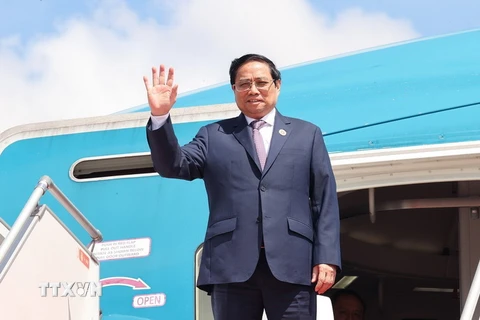 Thủ tướng Phạm Minh Chính kết thúc chuyến thăm chính thức Vương quốc Campuchia và tham dự Hội nghị cấp cao ASEAN lần thứ 40, 41 và các Hội nghị cấp cao liên quan. (Ảnh: Dương Giang/TTXVN)