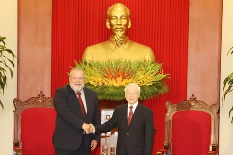 Tổng Bí thư Nguyễn Phú Trọng tiếp Thủ tướng Cuba Manuel Marrero Cruz thăm hữu nghị chính thức Việt Nam hồi tháng 9/2022. (Ảnh: Trí Dũng/TTXVN)