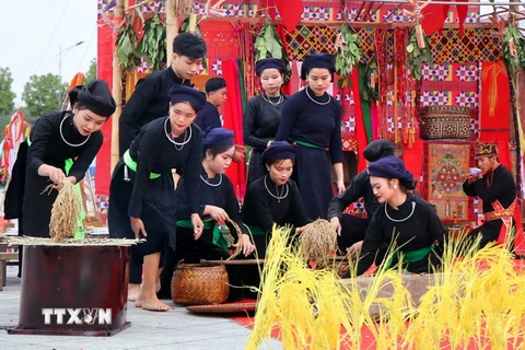 Trích đoạn Lễ hội Then Pang Mẫu của dân tộc Tày, tỉnh Lào Cai. (Ảnh: Trung Kiên/TTXVN)