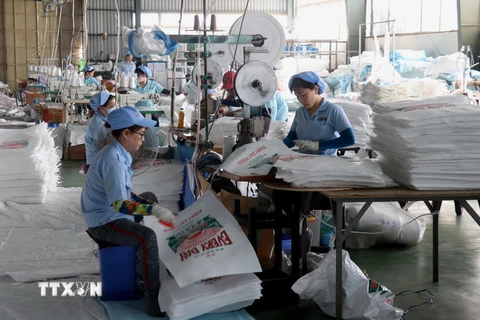Sản xuất bao bì tại Công ty Cổ phần bao bì Hà Tiên, tỉnh Kiên Giang. (Ảnh: Lê Huy Hải/TTXVN)