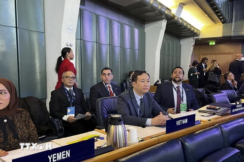 Đại sứ Dương Hải Hưng, Đại diện Thường trực của Việt Nam tại IFAD, dẫn đầu đoàn Việt Nam tham dự Hội nghị. (Ảnh: Dương Hoa/TTXVN) 
