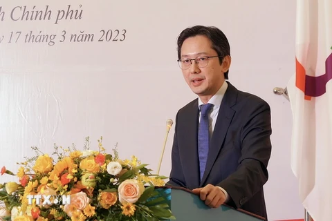 Thứ trưởng Ngoại giao Đỗ Hùng Việt phát biểu. (Ảnh: Quỳnh Anh/TTXVN)