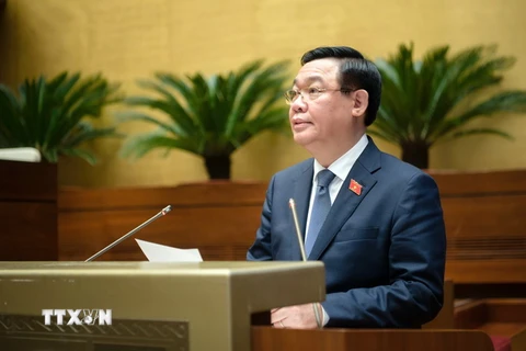 Chủ tịch Quốc hội Vương Đình Huệ phát biểu kết luận phiên chất vấn. (Ảnh: Doãn Tấn/TTXVN)