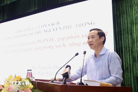 Phó Trưởng ban Nội chính Trung ương Nguyễn Thái Học phát biểu tại hội nghị. (Ảnh: Trần Lê Lâm/TTXVN)