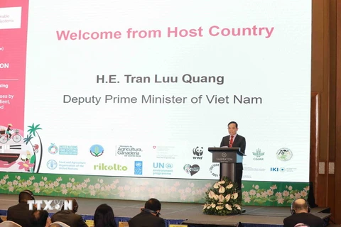 Phó Thủ tướng Chính phủ Trần Lưu Quang phát biểu khai mạc. (Ảnh: Vũ Sinh/TTXVN)