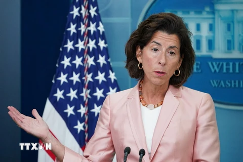 Bộ trưởng Thương mại Mỹ Gina Raimondo. (Ảnh: AFP/TTXVN)