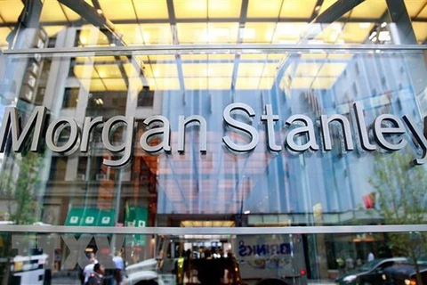 Biểu tượng Morgan Stanley tại trụ sở ở New York, Mỹ. (Ảnh: AFP/TTXVN)