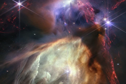 Quần thể mây Rho Ophiuchi, khu vực hình thành sao gần Trái đất nhất - được chụp bởi Kính viễn vọng Không gian James Webb. (Nguồn: NASA)