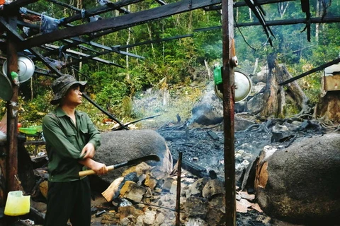 Chốt quản lý, bảo vệ rừng của Công ty TNHH MTV Lâm nghiệp Krông Bông bị thiêu rụi. (Nguồn: Báo Đắk Lắk)