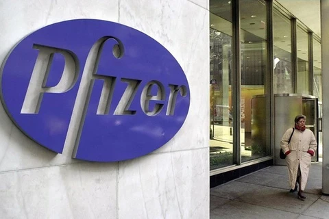 Trụ sở hãng dược Pfizer ở New York, Mỹ. (Ảnh: AFP/TTXVN)