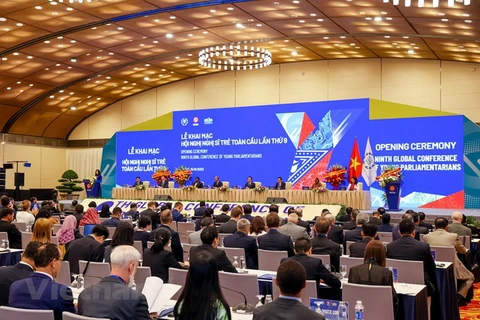 Sáng 15/9, tại Hà Nội đã diễn ra phiên khai mạc Hội nghị Nghị sỹ trẻ toàn cầu lần thứ 9. (Ảnh: Minh Sơn/Vietnam+) 