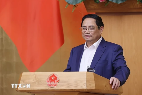 Thủ tướng Phạm Minh Chính, Chủ tịch Hội đồng điều phối vùng Đồng bằng sông Hồng. (Ảnh: Dương Giang/TTXVN)
