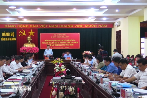 Phó Chủ tịch Thường trực Quốc hội Trần Thanh Mẫn phát biểu tại buổi làm việc với Ban Thường vụ Tỉnh ủy Hà Giang. (Ảnh: Minh Tâm/TTXVN)